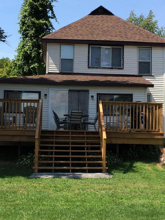 This deck looks out onto the beautiful St. Lawrence River